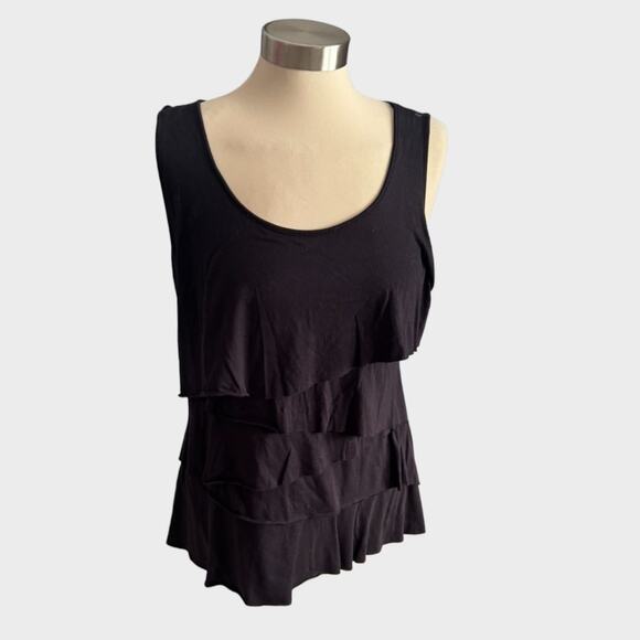Liz Claiborne Womens Medium Poly Rayon Tiered Sleeveless Tank Top Ruffle - Picture 1 of 5